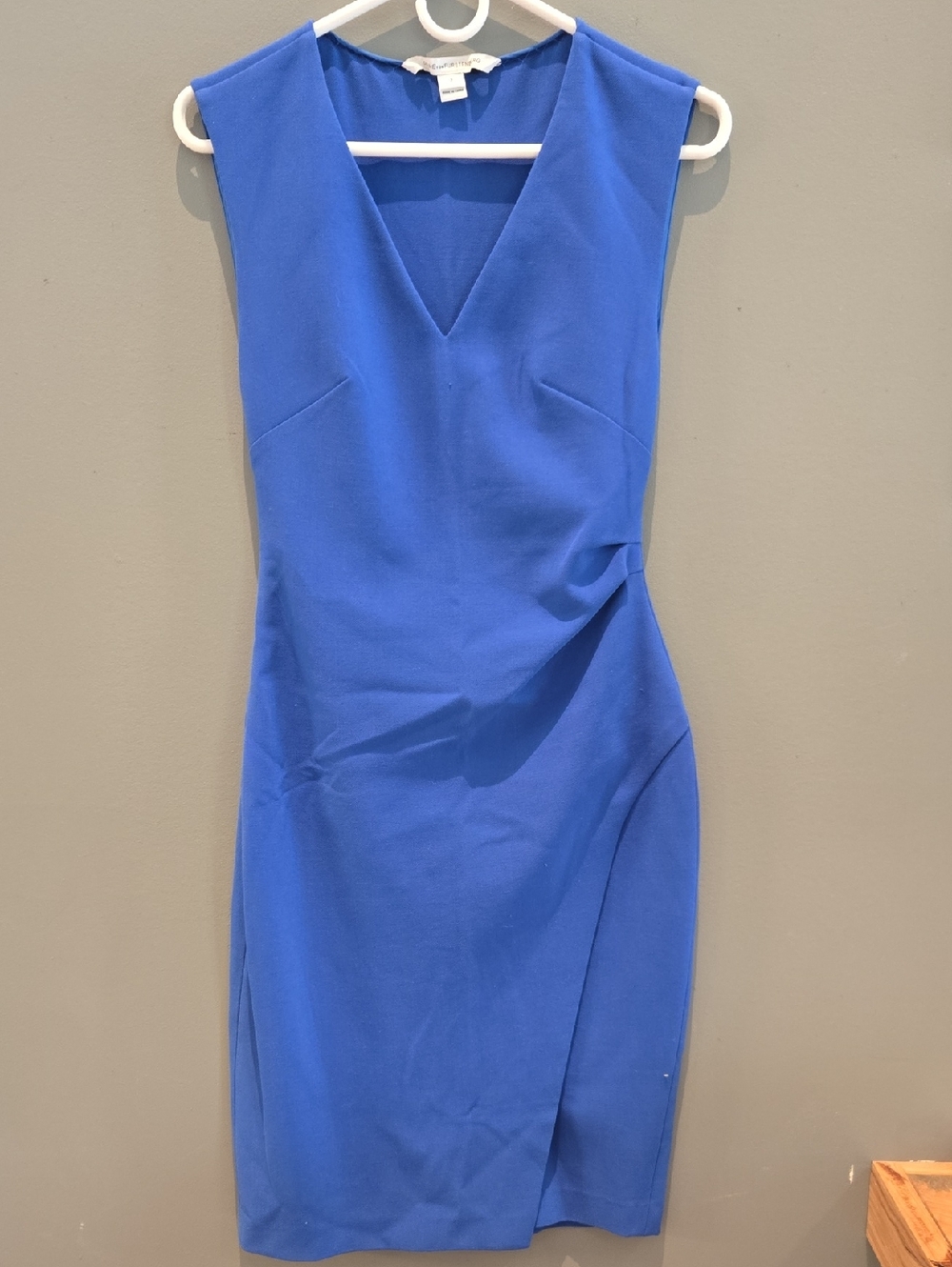 Diane Von Furstenberg Cobalt Blue V-Neck Midi Sheath Dress